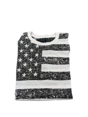 BKLN Men’s T-Shirt Large Black White American Flag Cotton Tee